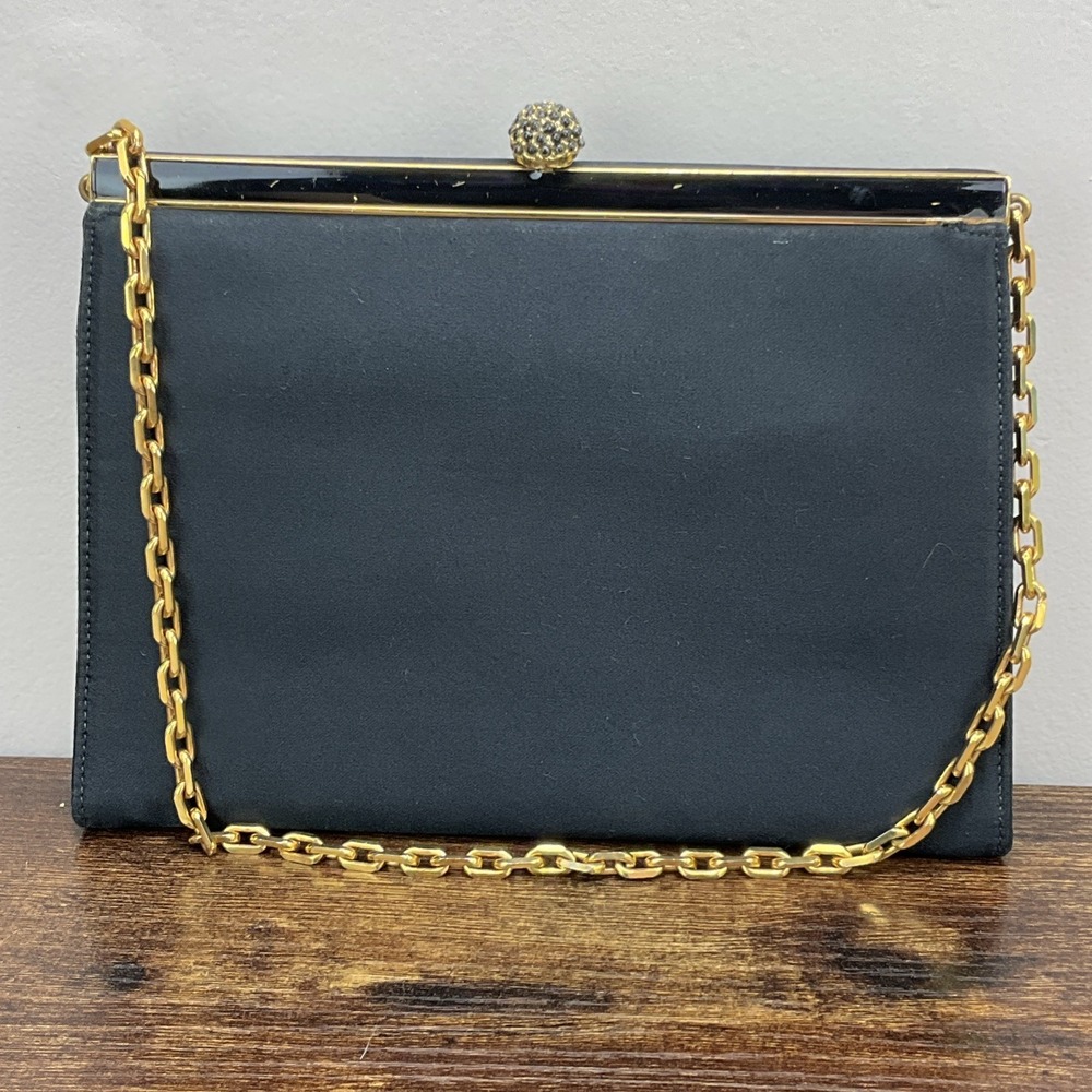 Vintage Koret Black Hand Bag Purse with Coin Purse Chain Handle